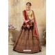 Coffee Embroidered Designer Party Wear Lehenga