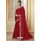 Red Embroidered Latest Designer Wedding Sari