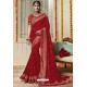 Sizzling Red Embroidered Latest Designer Wedding Sari