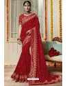 Sizzling Red Embroidered Latest Designer Wedding Sari