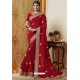 Dashing Red Embroidered Latest Designer Wedding Sari