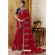 Classy Red Embroidered Latest Designer Wedding Sari