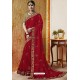 Red Embroidered Latest Designer Wedding Sari