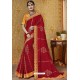 Sizzling Red Embroidered Latest Designer Wedding Sari