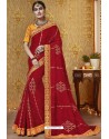 Sizzling Red Embroidered Latest Designer Wedding Sari