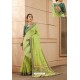 Green Party Wear Designer Embroidered Heavy Banarasi Silk Sari