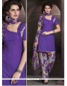 Purple Faux Crepe Designer Patiala Salwar Kameez