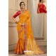 Yellow Party Wear Designer Embroidered Heavy Banarasi Silk Sari