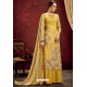 Yellow Designer Party Wear Wool Pashmina Jacquard Palazzo Salwar Suit