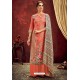 Dark Peach Designer Party Wear Wool Pashmina Jacquard Palazzo Salwar Suit