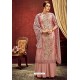 Dusty Pink Designer Party Wear Wool Pashmina Jacquard Palazzo Salwar Suit