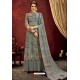 Grey Designer Party Wear Wool Pashmina Jacquard Palazzo Salwar Suit