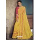 Yellow Party Wear Designer Chiffon Sari