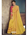 Yellow Party Wear Designer Chiffon Sari