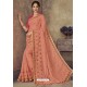 Light Orange Party Wear Designer Chiffon Sari