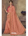 Light Orange Party Wear Designer Chiffon Sari