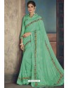 Sea Green Party Wear Designer Chiffon Sari