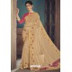 Light Beige Party Wear Designer Chiffon Sari