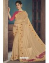 Light Beige Party Wear Designer Chiffon Sari