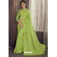 Parrot Green Party Wear Designer Chiffon Sari