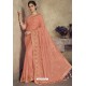 Light Orange Party Wear Designer Chiffon Sari