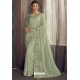 Grayish Green Party Wear Designer Chiffon Sari