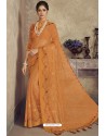 Orange Party Wear Designer Chiffon Sari