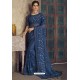 Navy Blue Party Wear Designer Chiffon Sari