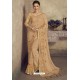 Beige Party Wear Designer Chiffon Sari