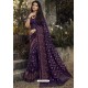 Purple Party Wear Designer Embroidered Kanjivaram Silk Sari