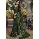 Dark Green Party Wear Designer Embroidered Kanjivaram Silk Sari