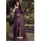 Purple Party Wear Designer Embroidered Kanjivaram Silk Sari