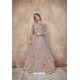 Light Grey Latest Heavy Embroidered Net Wedding Anarkali Suit