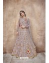 Light Grey Latest Heavy Embroidered Net Wedding Anarkali Suit