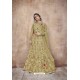 Khaki Latest Heavy Embroidered Net Wedding Anarkali Suit