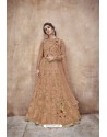 Light Orange Latest Heavy Embroidered Net Wedding Anarkali Suit