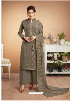 Taupe Designer Party Wear Heavy Muslin Palazzo Salwar Suit