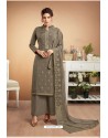 Taupe Designer Party Wear Heavy Muslin Palazzo Salwar Suit