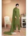 Parrot Green Designer Party Wear Heavy Muslin Palazzo Salwar Suit