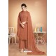 Rust Designer Party Wear Heavy Muslin Palazzo Salwar Suit