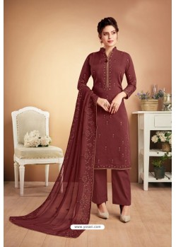 Maroon Designer Party Wear Heavy Muslin Palazzo Salwar Suit