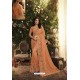 Orange Party Wear Designer Embroidered Sari