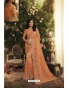 Orange Party Wear Designer Embroidered Sari