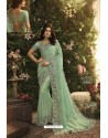 Sea Green Party Wear Designer Embroidered Sari