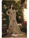 Taupe Party Wear Designer Embroidered Sari