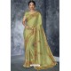 Green Latest Designer Embroidered Party Wear Silk Sari
