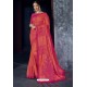 Orange Latest Designer Embroidered Party Wear Silk Sari