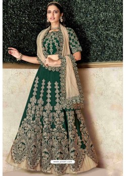 Dark Green Heavy Embroidered Designer Wedding Lehenga Choli