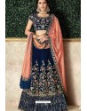 Dark Blue Heavy Embroidered Designer Wedding Lehenga Choli