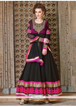 Dazzling Black Georgette Anarkali Salwar Suit